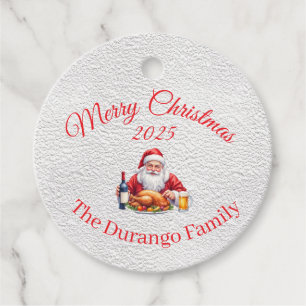 Customisable Jolly Santa Claus Christmas Dinner Favour Tags
