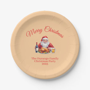 Customisable Jolly Santa Claus Christmas Party Paper Plate