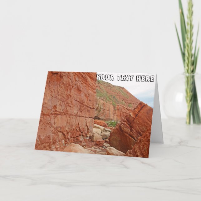 Customisable Jurassic Coast red rocks, Devon Card (Front)