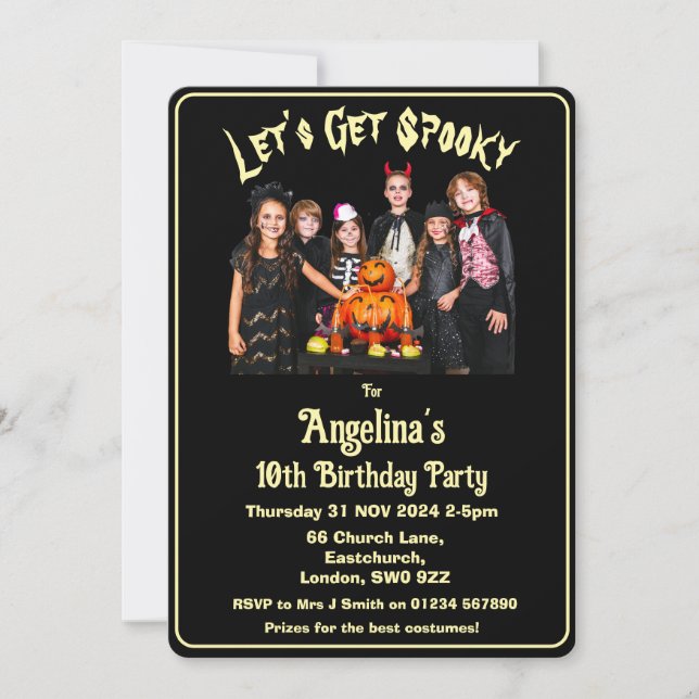 Customisable Let's Get Spooky Kids Birthday Invitation (Front)