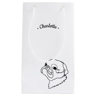 Customisable Line art Pug Small Gift Bag