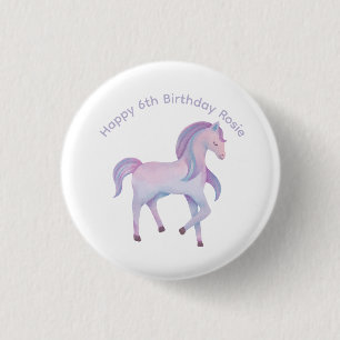 Customisable Magical pastel ombre Pony 1 Inch Round Button