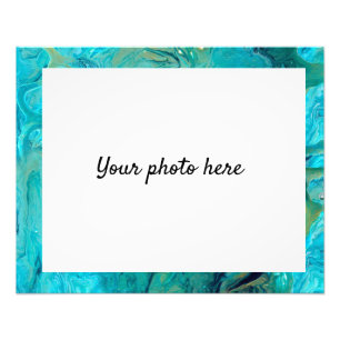Customisable marble effect emerald blue gift photo print