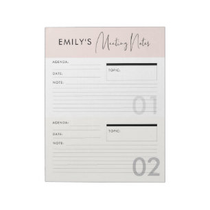 Customisable Meeting Notes Memo Planner Notepad