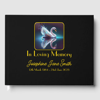 Customisable Minimal Funeral Memorial Guest Swan Guest Book