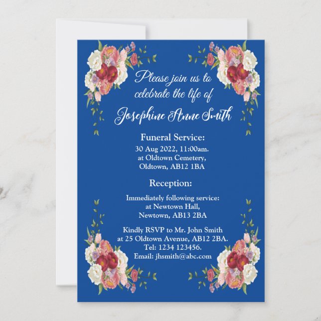 Customisable Minimalist Funeral Invitation Card (Front)