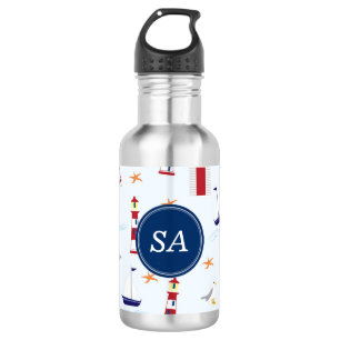 Customisable Monogrammed Nautical Back to School 532 Ml Water Bottle