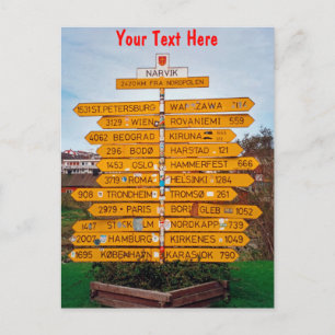 Customisable Narvik, Norway signpost Postcard