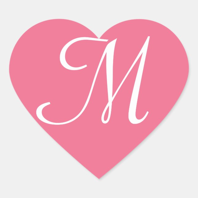 Customisable Pink Heart Sticker Monogram (Front)