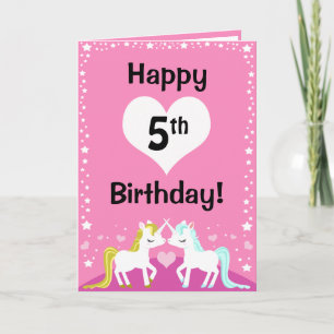 Customisable Pink Magical Unicorn Birthday card