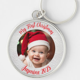 Customisable Premium Circle Baby First Christmas Keychain