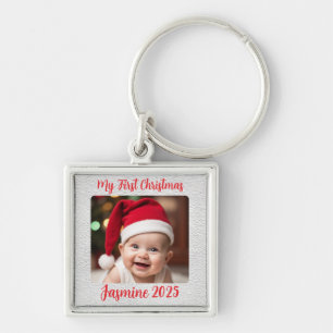 Customisable Premium Square Baby First Christmas Keychain
