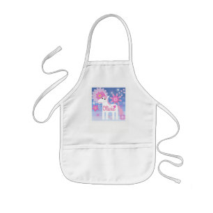 Customisable Pretty Pink Unicorn Kids Apron