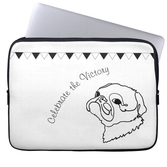 Customisable Pug Line Art Doodle Laptop Sleeve (Front)