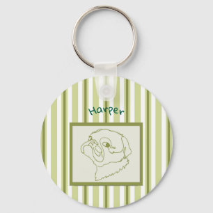 Customisable Pug Line Art Keychain