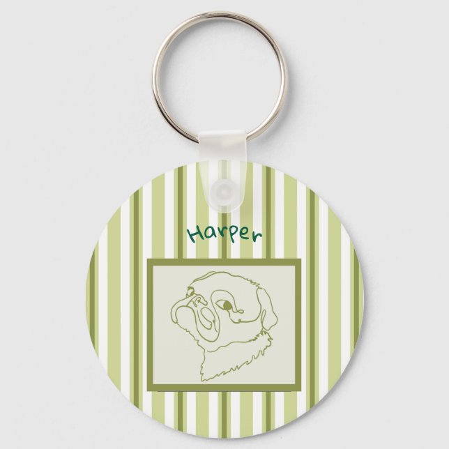 Customisable Pug Line Art Keychain (Front)