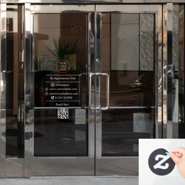 Customisable QR Code Vinyl / By Appointment Busine Window Cling (Office Door)