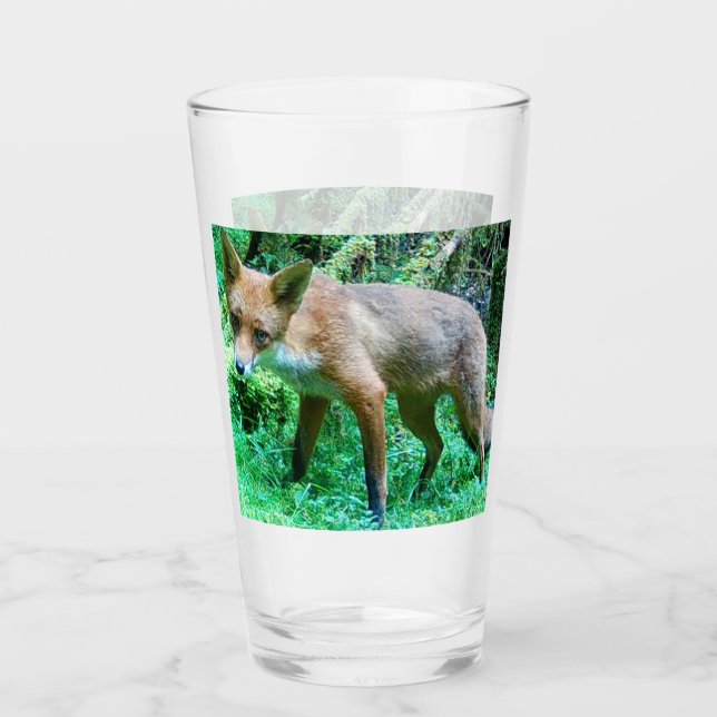 Customisable Red Fox Cub Glass | Wildlife Nature  (Front)