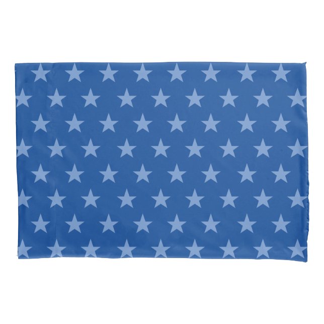 Customisable Reversible Blue and Green Star Pillowcase (Front)