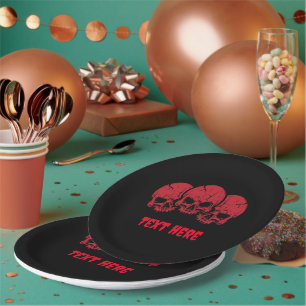 Customisable Scary Halloween Skull paper plates