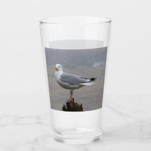 Customisable Seagull on Post When Snowing Glass