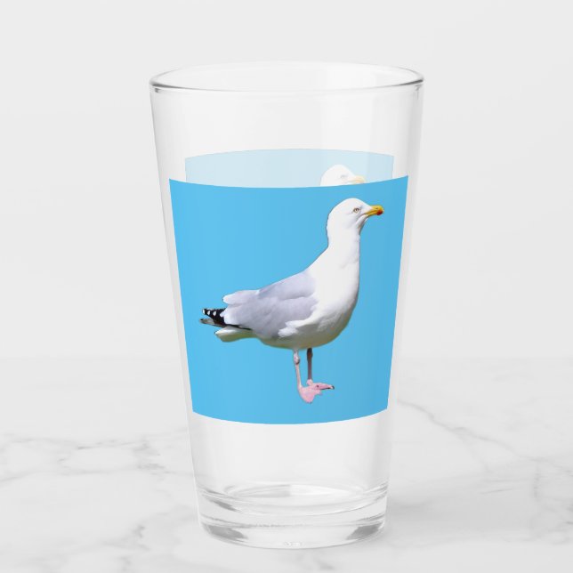 Customisable Seagull Standing Sea Gulls Beach Glass (Front)