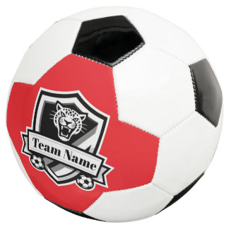 Customisable Soccer Team Jaguar Red Trim Logo Soccer Ball