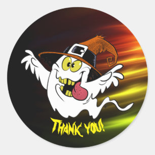Customisable spooky Halloween ghost thank you Classic Round Sticker