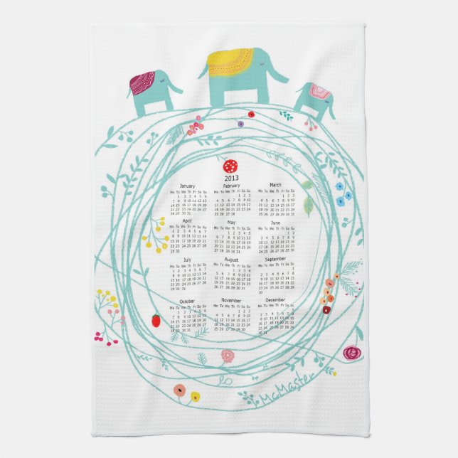 customisé 2013 serviettes de cuisine de calendrier (Vertical)