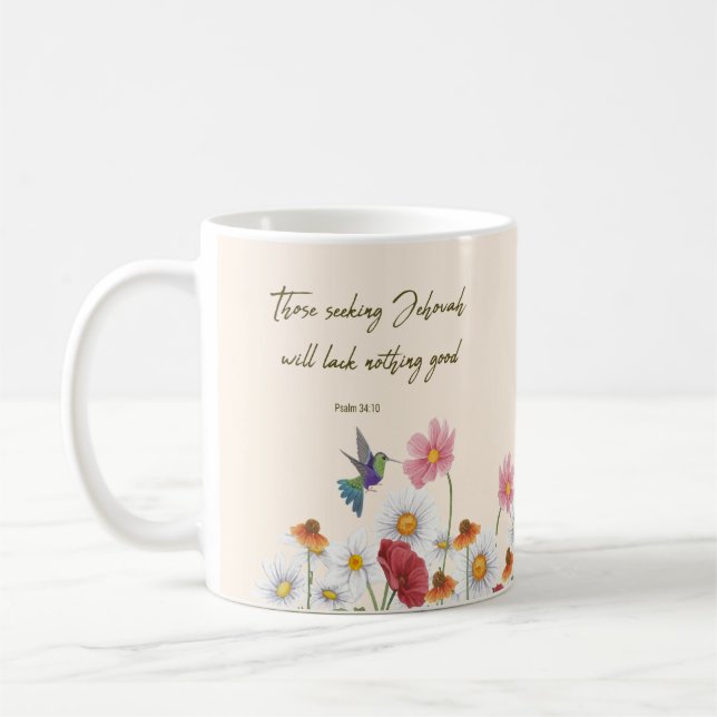 Customisé 2022 JW Année texte - oiseau fleur Mug (Gauche)
