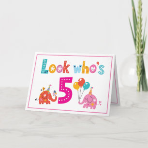 Customise 5th Birthday Card For a Girl