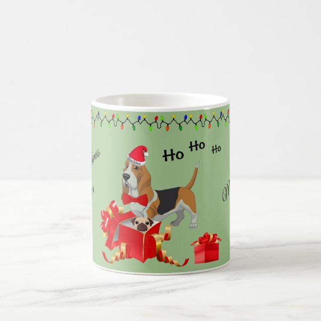 Customisé Basset Hound Christmas Mug (Centre)