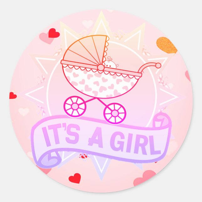 Customisé C'EST UNE FILLE Bébé Stickers Révélation (Devant)