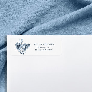 Customisé Élégant gravé bleu floral