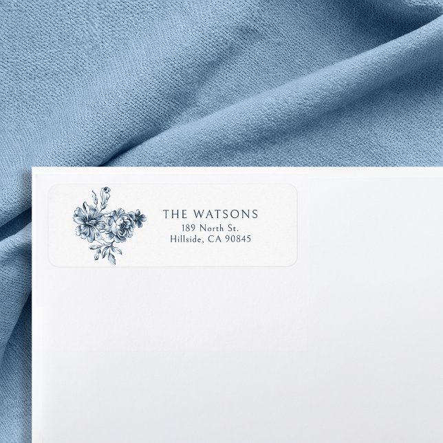 Customisé Élégant gravé bleu floral (Créateur téléchargé)