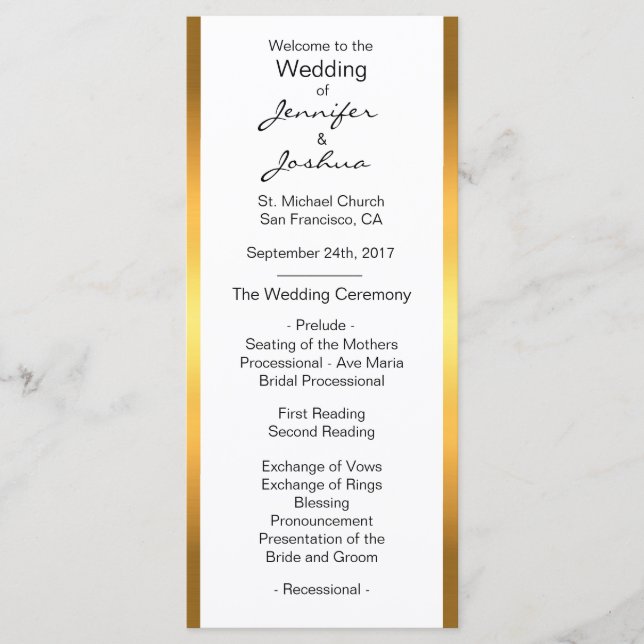 Customisé Gold Foil White Design Programmes de mar (Devant)