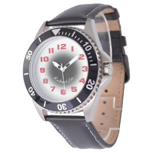 Customise this Mens Red Numerals Watch