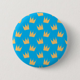 Customised blue yellow crown kids  2 inch round button