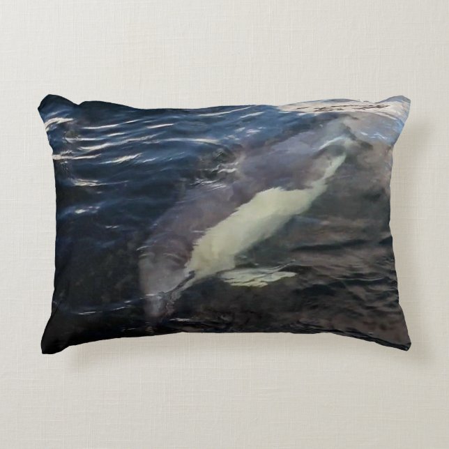 Customised Common Dolphin Swimming Underwater Accent Pillow (Front)