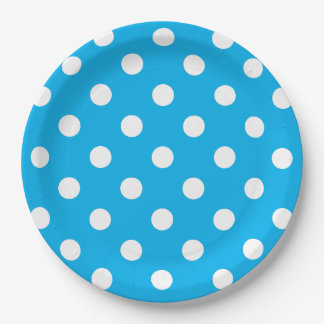 Customised cute blue white polka dots for kids  paper plate