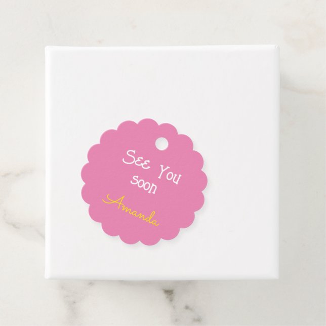 Customised cute pink kids favour tags (In Situ)