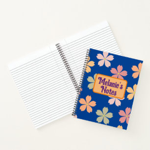 Customised floral blue background notebook