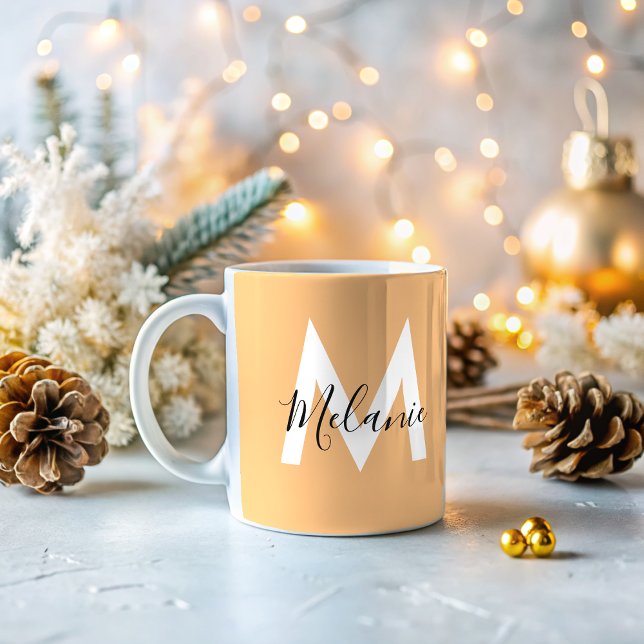 Customised initials Neutral modern orange  Coffee Mug (Creator Uploaded)