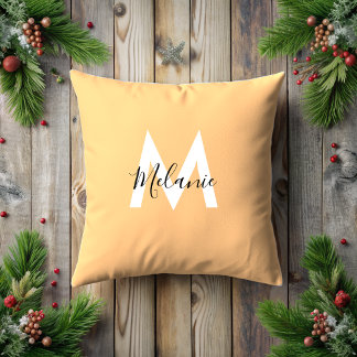 Customised initials Neutral modern orange  Throw Pillow