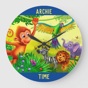 Customised Jungle Time animals children's clock