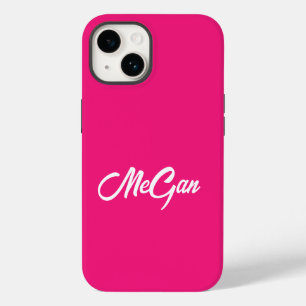 Customised Modern Name Minimal Monogram Pink colou Case-Mate iPhone 14 Case