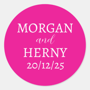 Customised Name Simple Modern Elegant Wedding  Classic Round Sticker