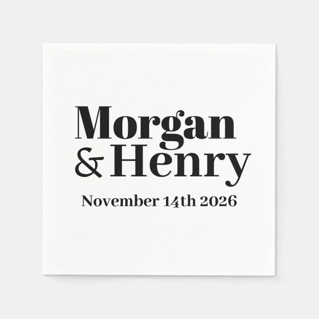 Customised Name Simple Modern Minimal Wedding  Napkin (Front)