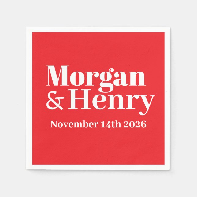 Customised Name Simple Modern Minimal Wedding  Napkin (Front)