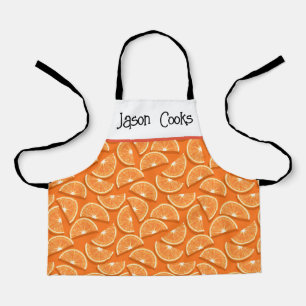 Customised orange yellow lemon pattern kids apron